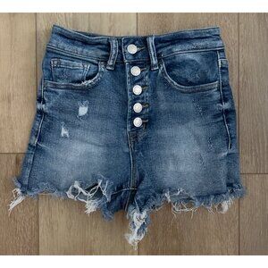 Vervet High Rise Button Fly Distressed Denim Shorts XS